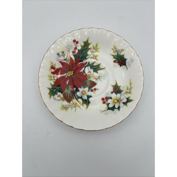 Royal Albert Christmas Poinsettia Teacup Saucer - Picture 1 of 3